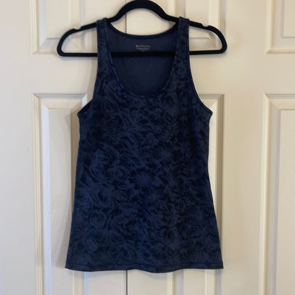 Blue floral athletic tank top
